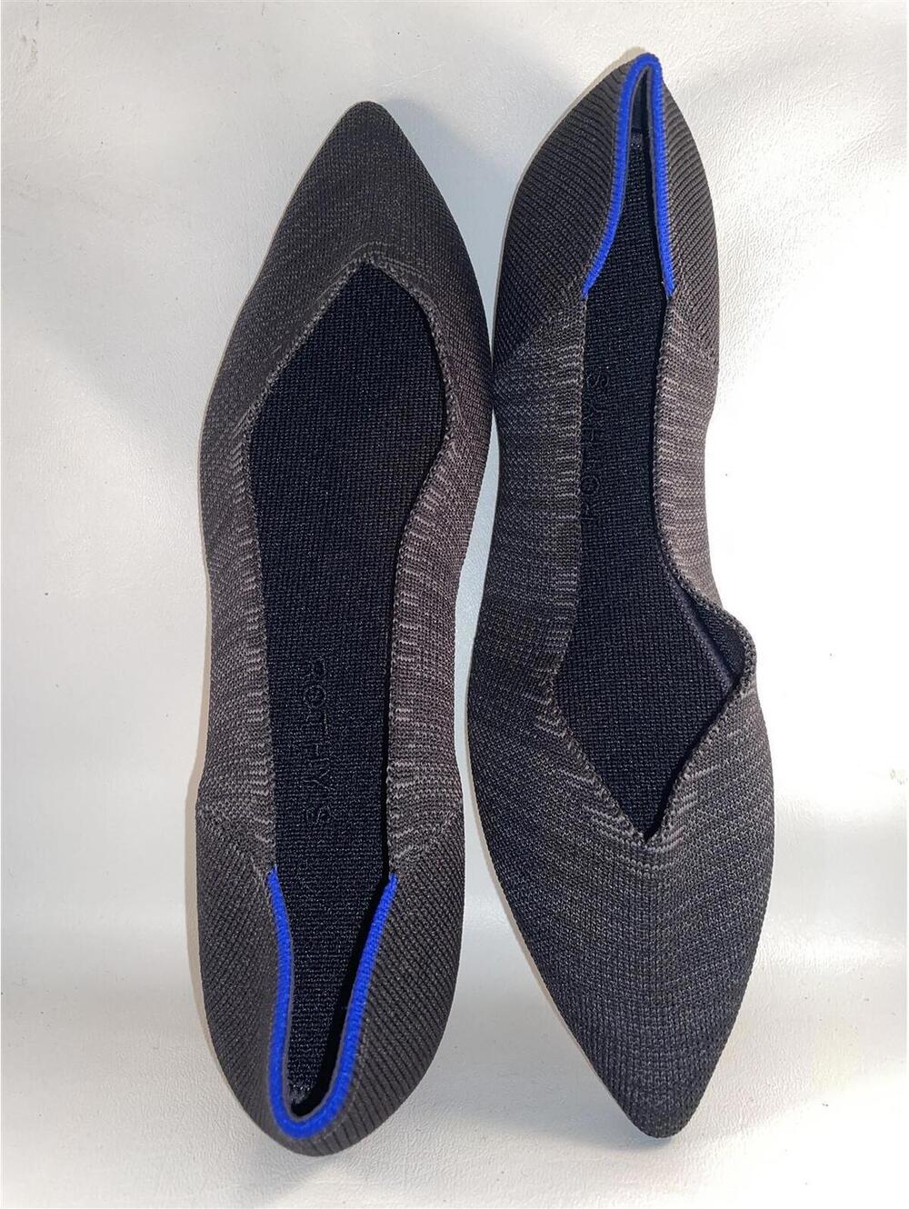 Rothy's Point Heather Black Shoes Flats Loafers Size 9 New